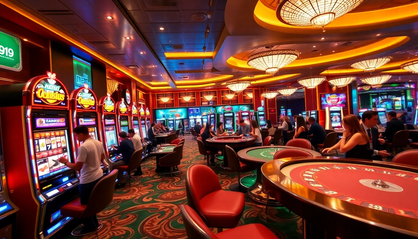 Experience the excitement of Vua99 with vibrant slot machines and poker tables.