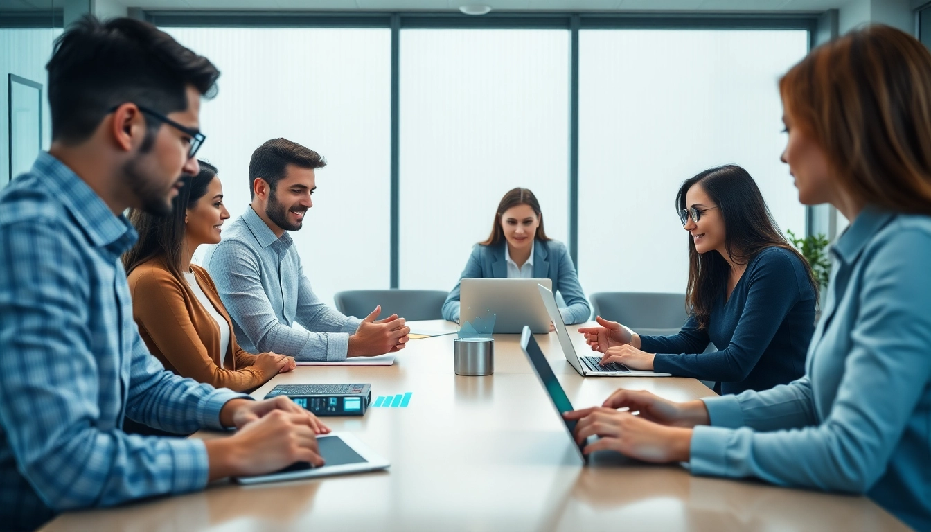 现代办公专业人士讨论WPS技术以提升协作