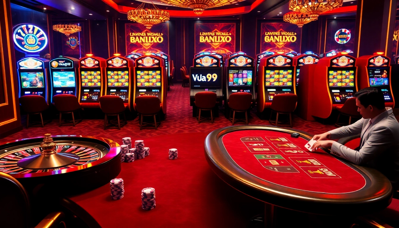 Players engaging in thrilling casino action at Vua99's luxury poker tables.