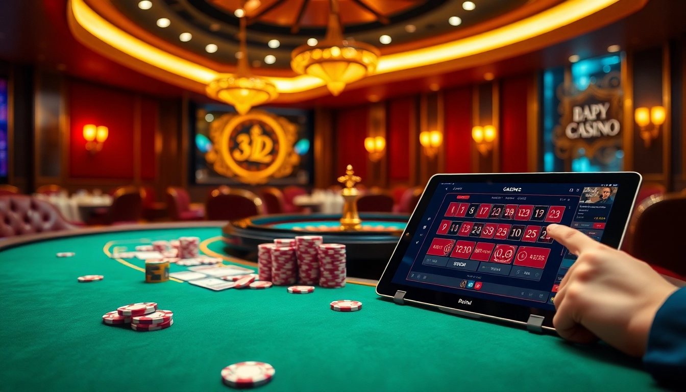 Experience the thrilling atmosphere of 33BD's luxurious casino with poker and roulette.