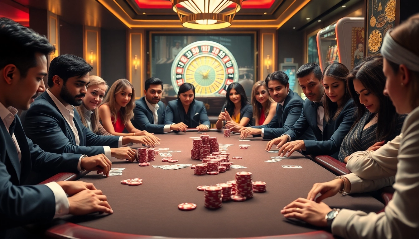 SODO Casino scene featuring a high-stakes poker table with vibrant chips and attentive players.