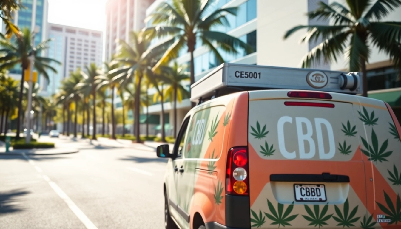 Enhance your experience with fort lauderdale weed delivery service featuring a vibrant CBD products vehicle.