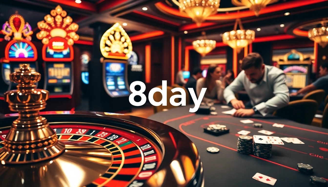Experience the thrill of winning at the 8day casino with a captivating poker table scene.