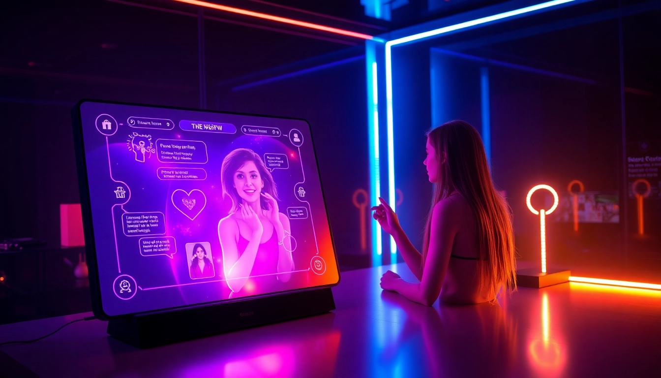 The NSFW AI chat interface showcasing vibrant interactions in a sleek, futuristic design.